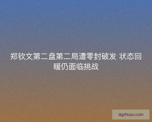 郑钦文第二盘第二局遭零封破发 状态回暖仍面临挑战