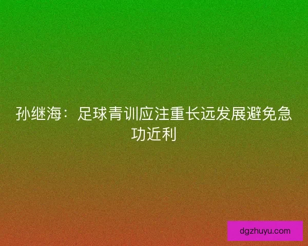 孙继海：足球青训应注重长远发展避免急功近利